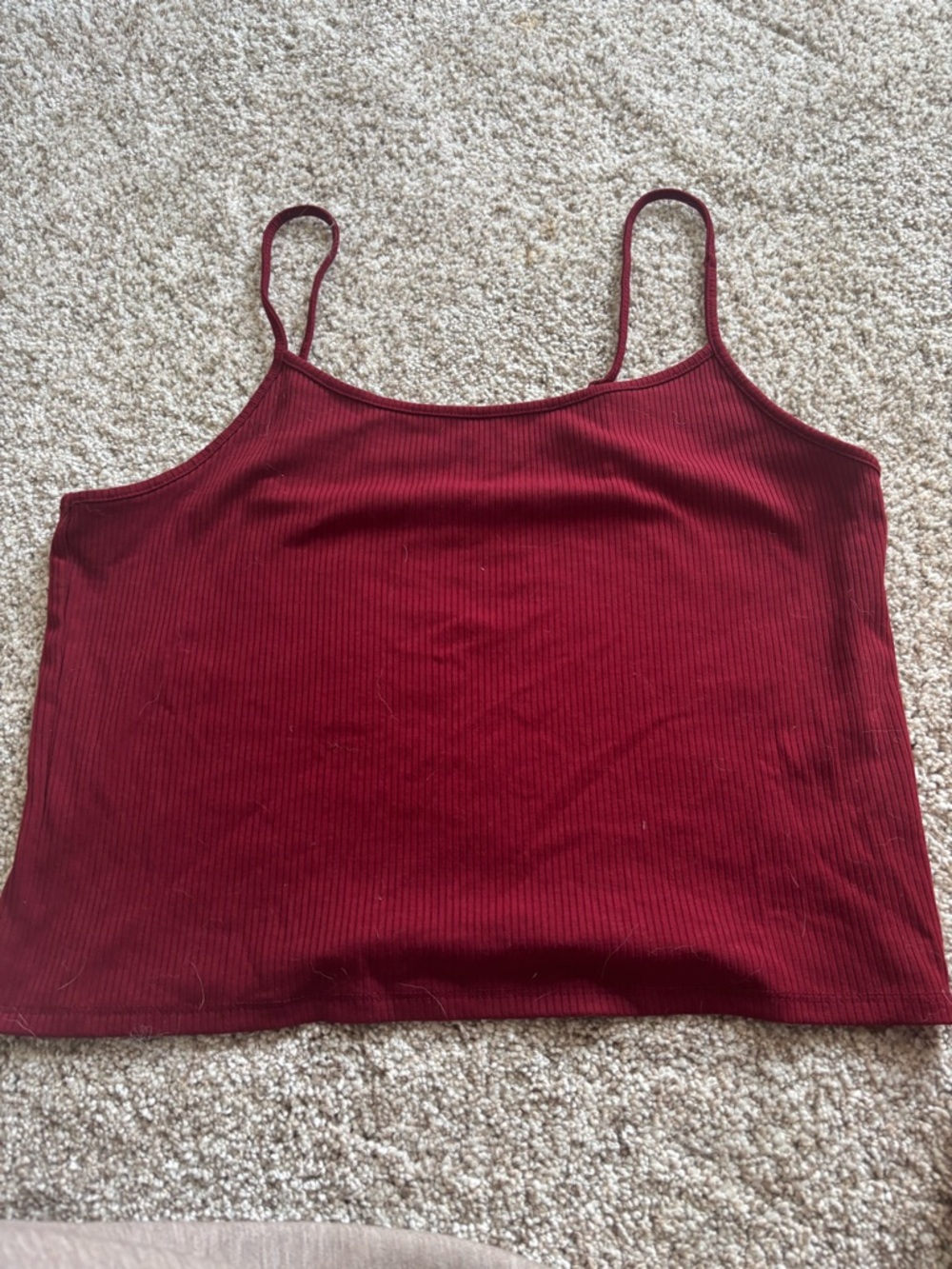 American Eagle Outfitters Ribbed Spaghetti Strap Tank - Maroon